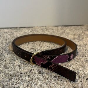 Kate Spade Women’s Purple Snake-Print Slim Belt with Gold Ring Sz. Large